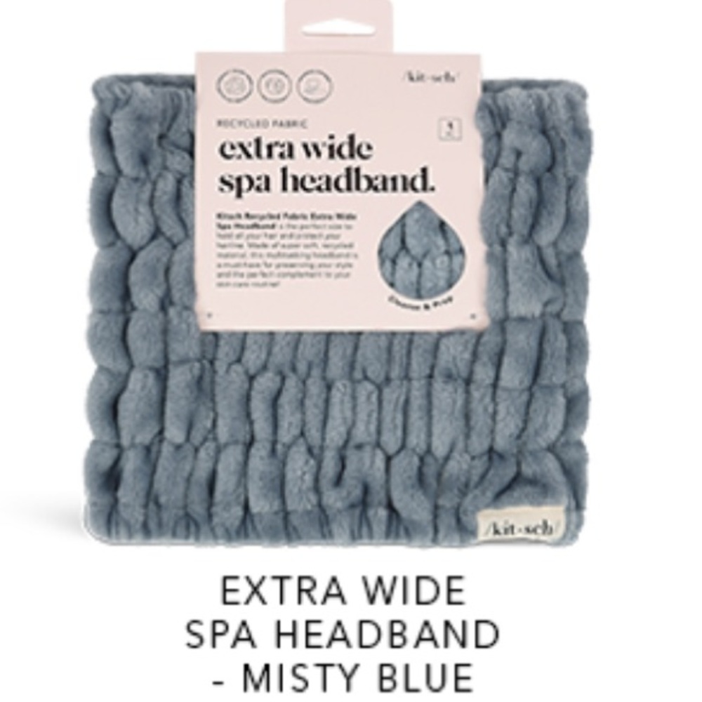 Kitsch Spa Stretchy Extra-Wide Headband - Misty Blue